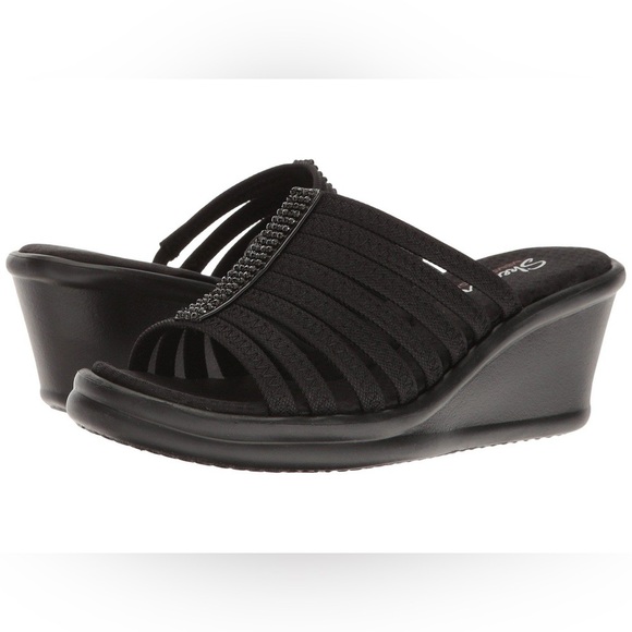 Skechers Cali Hot Shot Rumbler Rhinestone Wedge Sandals Memory Foam size 6 - Picture 1 of 5